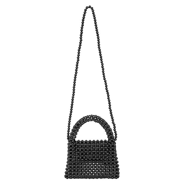 Handmade Black Pearl Beaded Shoulder Bag | Small Elegant Tote for Women & Kids | Luxury Black Pearl Fashion Bag